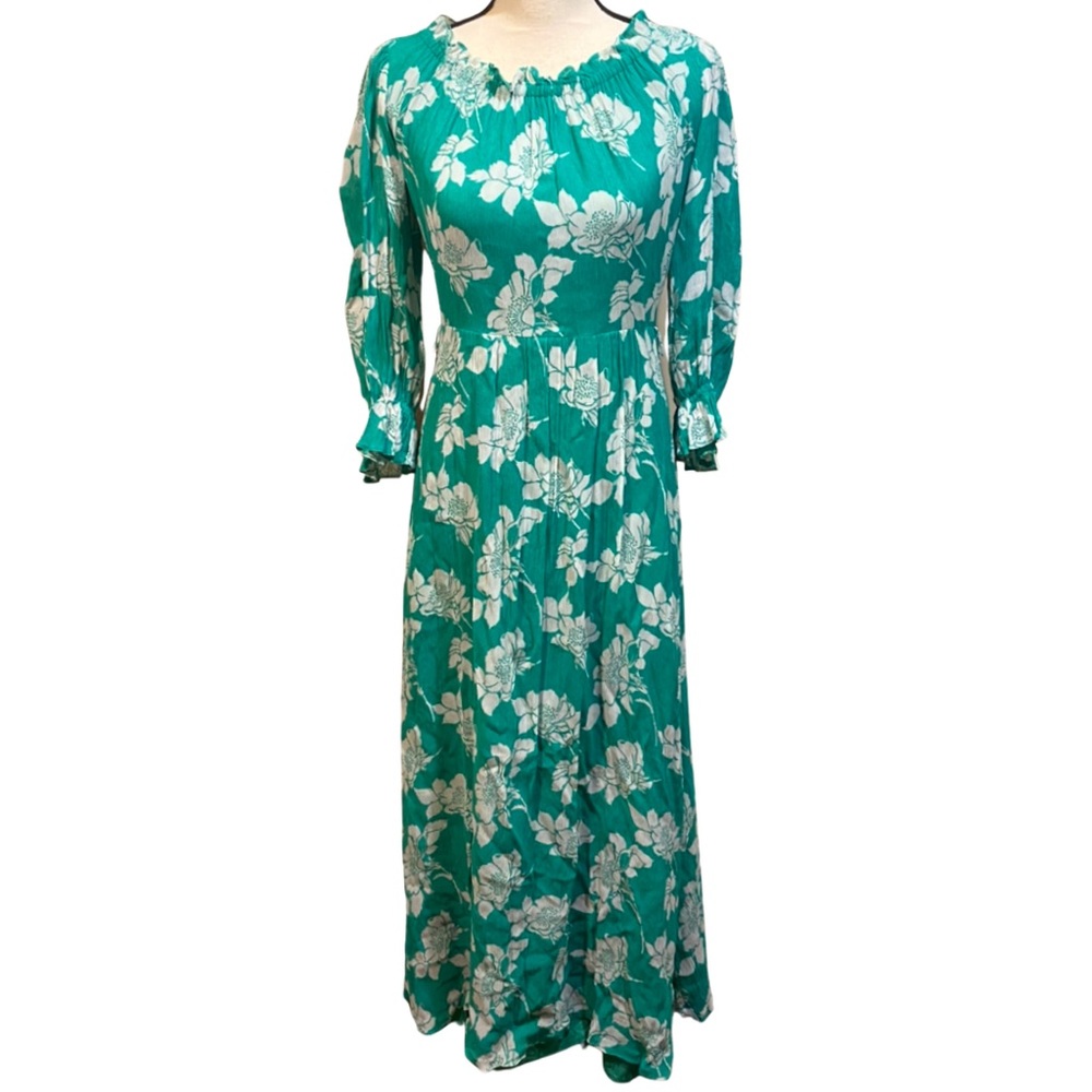 Vintage Vera Mont Paris Green Floral Maxi Dress